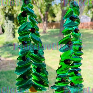 Contemporary Fused Glass Christmas Tree Ornaments (PLG212)