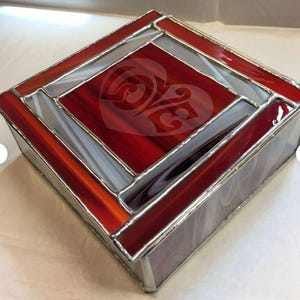 Contemporary Stained Glass Jewelry Box - Etched Love (PLG109)