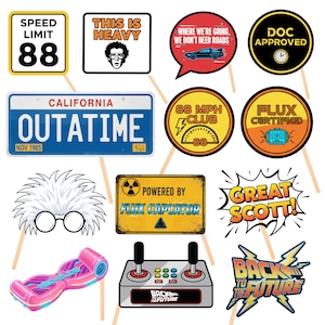 18 Back to the Future Party Photo Booth Props | BTTF Movie Theme Decorations | Digital Download
