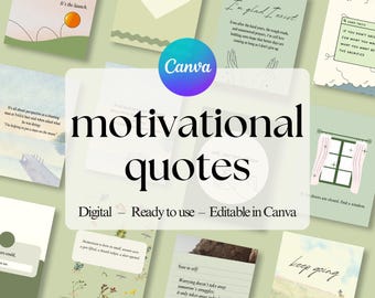 Plantillas para publicaciones de Instagram con frases motivacionales / Paquete para redes sociales de Canva con temática verde