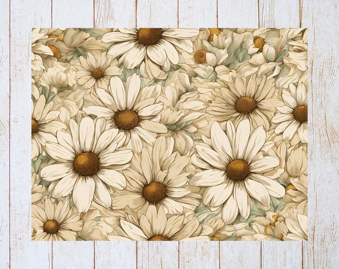 Primitive Rustic Daisy Floral Notecards |  Primitive Flowers Stationery