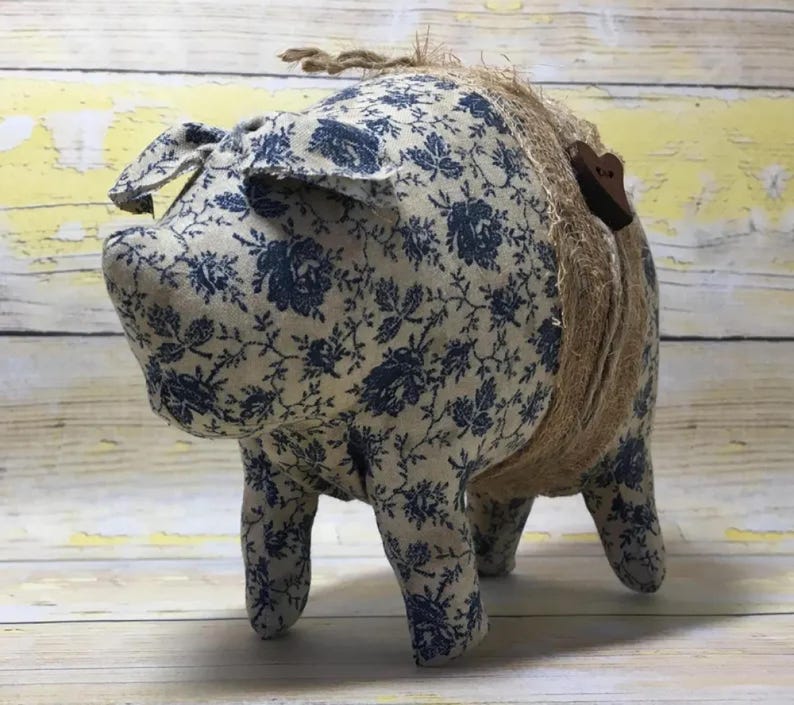 Primitive Standing Pig Pattern | Primitive Hog | Digital PDF Sewing ...