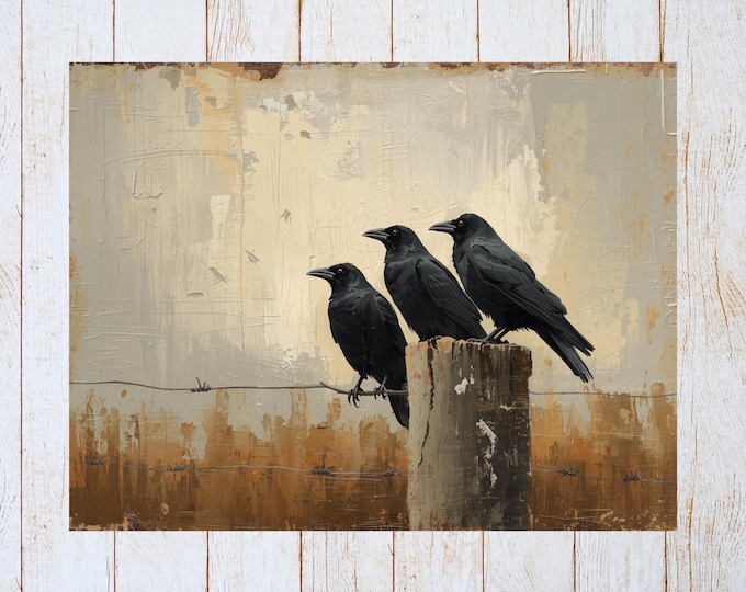 Primitive Crow Greeting Card | Printed to Order | Rustic Country