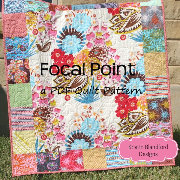 PDF Quilt Pattern, Charm Pack, Panel Fabric, Focal Point, Beginner Quick Easy Simple Fast Fun Instructions Modern Design Charm Pack