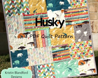 Husky Quilt Pattern Big Block Fat Quarter and Fat Eighth Friendly Throw Baby Lap Twin Queen King Fast Easy Modern Fabrics Contemporary Easy