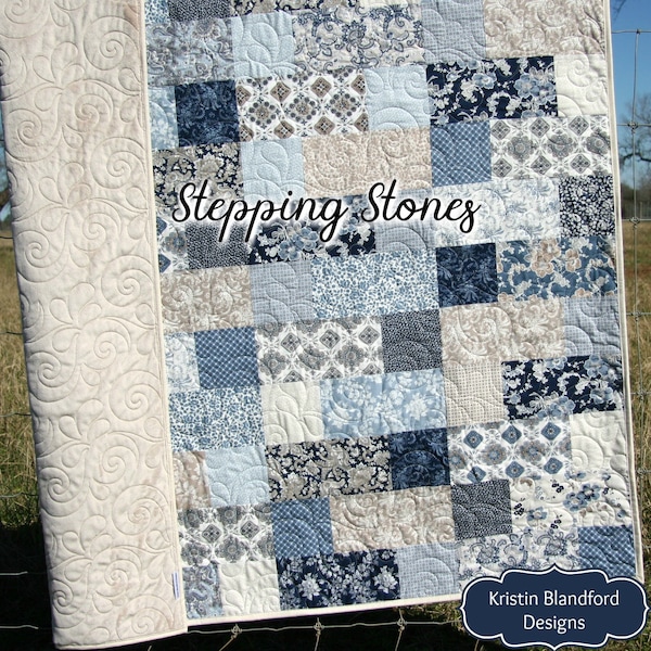 Layer Cake Quilt Pattern, PDF File, Stepping Stones, Easy Quick Beginner Quilting Sewing Digital Download PDF File Instant Upload Throw Baby