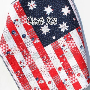 LAST ONE Flag Quilt Kit Land of Liberty USA American Faux Patchwork Riley Blake Fabrics Simple Easy Beginner Quilt Panel United States