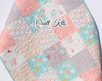 Quilt Kits Littlest Bunnies Pastel Nursery Crib Blanket DIY Do It Yourself Project Art Gallery Fabrics Twin Bed Throw Pink Mint