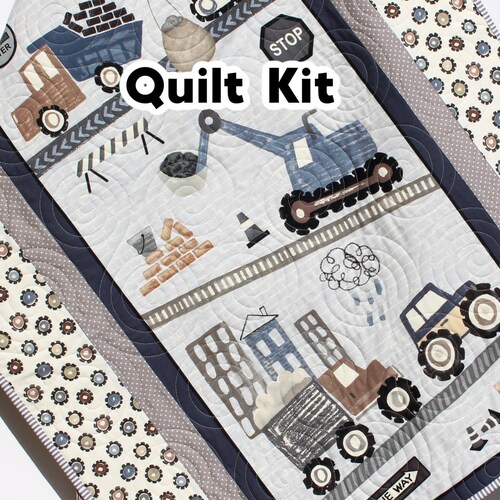 Quilt Kit Construction Baby Boy Panel Quick Easy Fun Beginner Etsy