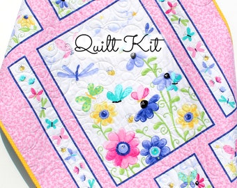 Quilt Kit Pink Butterfly Baby Panel Minky Cuddle Fabric Flutter Susybee Sewing Project Beginner Quilting Ideas Quick Easy Simple Flowers