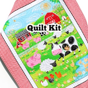 Farm Animal Baby Quilt Kit – Best Friends Farm Panel Quilt Kit with Cow, Pig, and Sheep – Easy DIY Baby Blanket – Baby Shower Gift