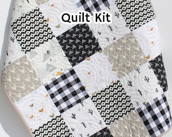 Quilt Kit Black and White Plaid Woodland Bedding Crib Blanket Quilting Project Baby Quilt Kit Toddler Kit Patchwork Kit Pacha Desert