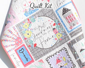 Baby Quilt Kit Bedding Panel Quick Beginner Project Fabrics Bundle Set Baby Nursery Bedding DIY Riley Blake Mulberry Lane Little Girl Coral