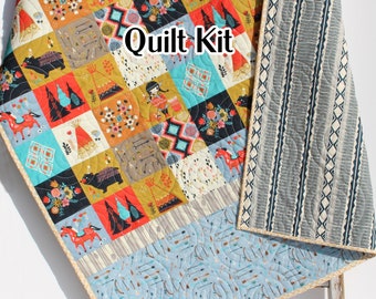 Organic Quilt Kit, Birch Fabrics, Beginner Quilting Project Wildland Aztec Teepee Indians Arrows Sewing Ideas DIY Do It Yourself Boy Sewing