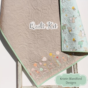 Neutral Baby Quilt Kit – The Littlest Bunny Crib Quilt Kit – DIY Woodland Blanket to Sew – Soft Gender Neutral Quilt Kit for Nursery