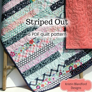 Jelly Roll Quilt Pattern Striped Out Strip Throw Easy Beginner Pattern 2.5 inch Strips, Lap Throw Scrappy Quilt Pattern PDF Instant Upload
