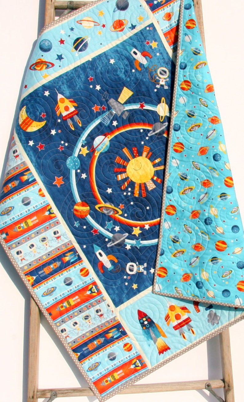 Space Quilt Kit Baby Blanket Panel Quick Easy Boy Baby Etsy