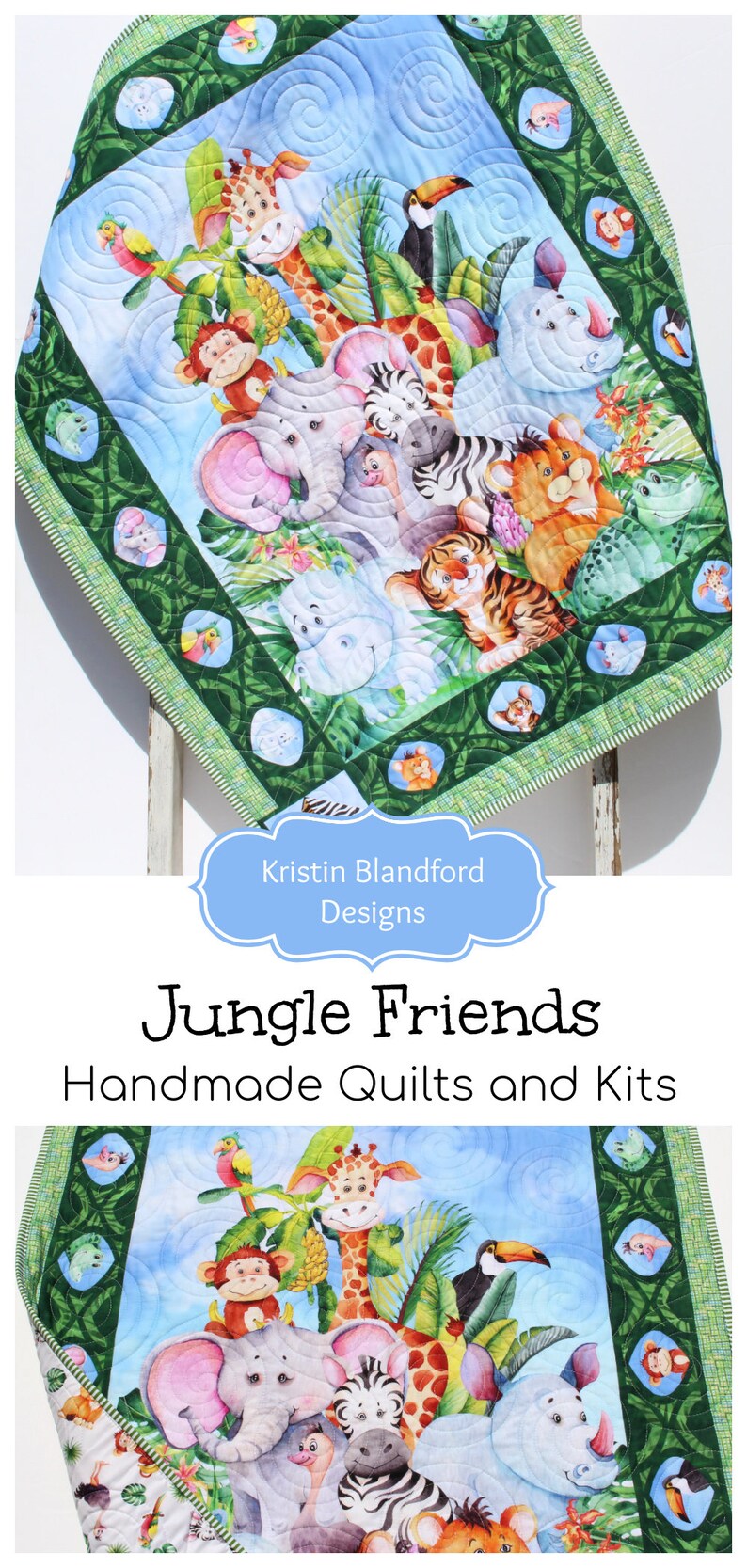 Jungle Friends Quilt Kit Safari Animals Crib Blanket Quilting Etsy