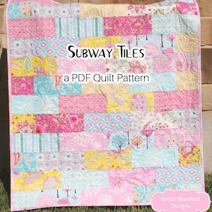 Fat Quarter Quilt Pattern PDF – Modern Baby & Throw Quilt Pattern – Easy Beginner Quilt Pattern – Subway Tiles Quilt