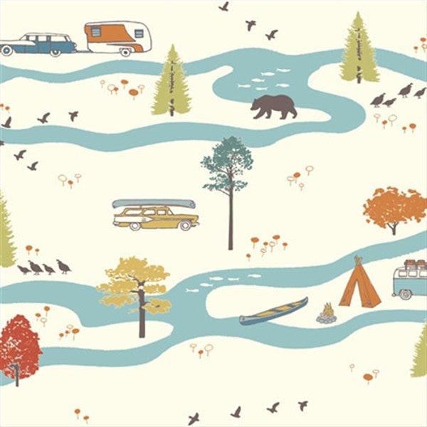 Feather River Camp Sur JayCyn Birch Organic Fabrics Camping Trees Wildlife Outdoors All Natural Nature Scene Big Sur