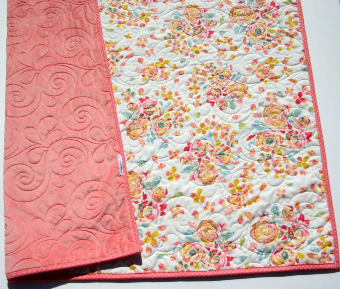 Watercolor Floral Quilt Kit Minky Whole Cloth Baby Cheater Etsy