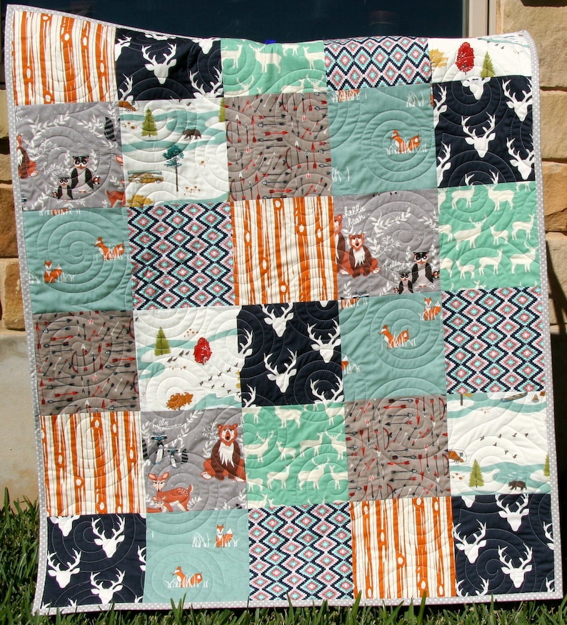 Boy Quilt Kit Woodland Quilt Kit Toddler Quilt Kit Baby Boy Etsy