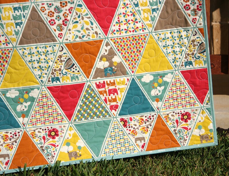 Organic Quilt Kit Frolic Birch Fabrics Cheater Triangle Etsy