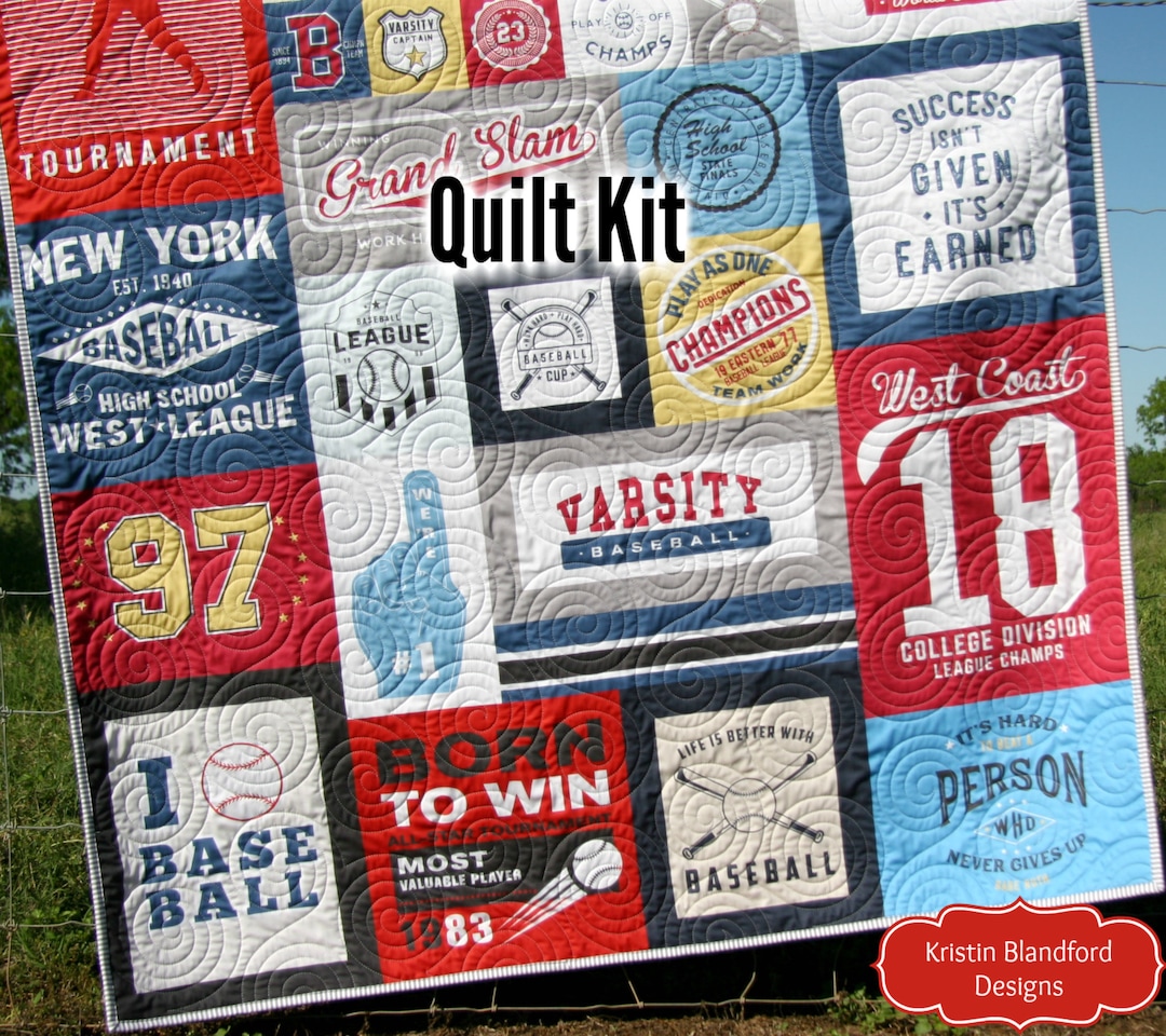 Baseball Quilt Kit, Varsity Sports Throw Blanket, Sewing Project Large