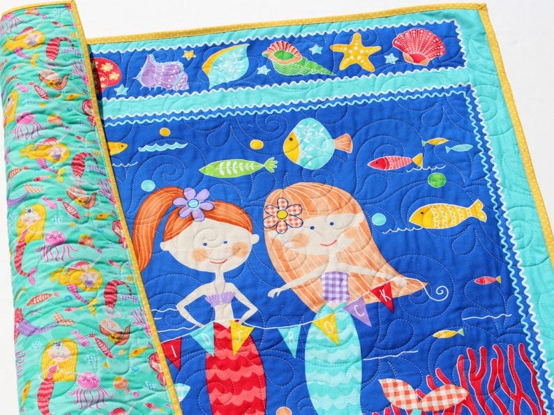 Kit Couture Couverture Bébé Sirènes Flannel 40 X 48 Pouces – Prédécoupé, Neuf, Projet Quilting