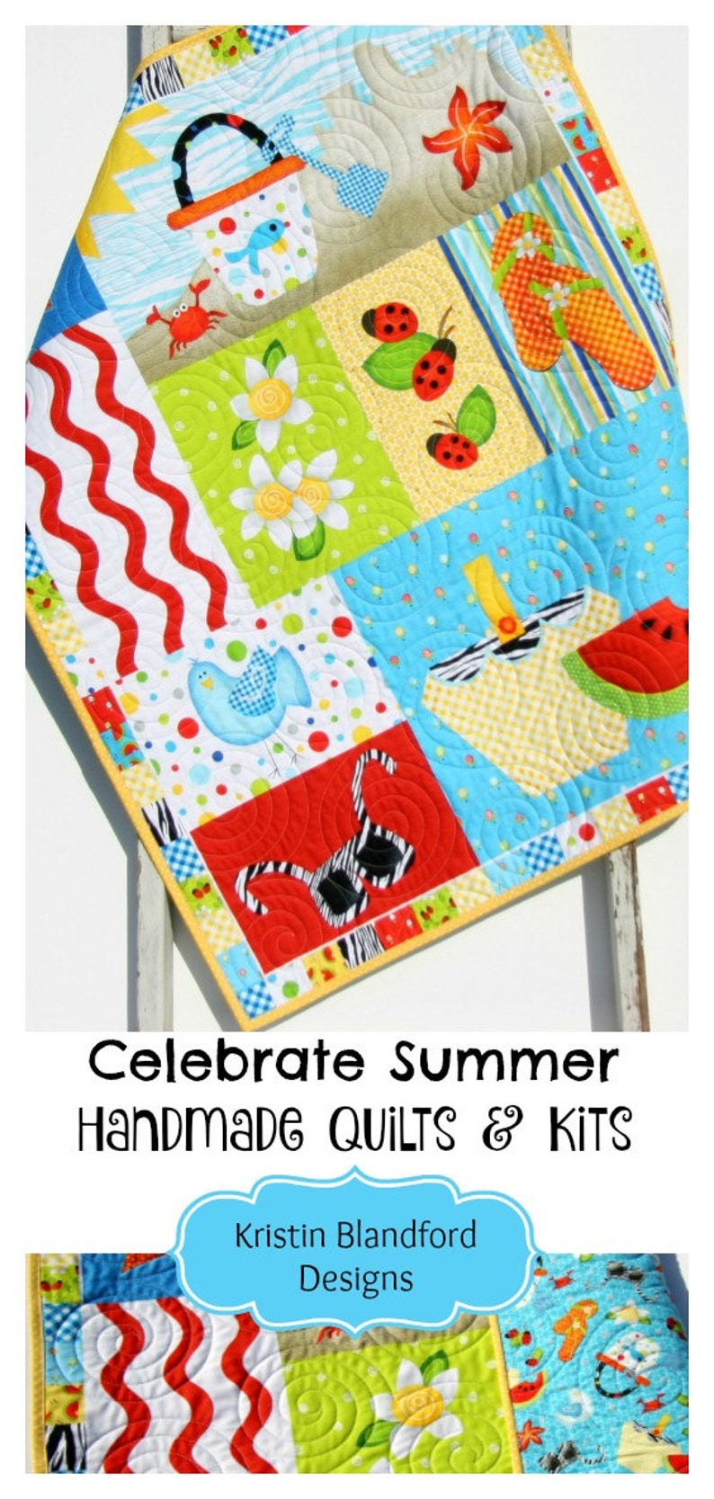 Summer Quilt Kit Wall Hanging Quilting Panel Fabrics Faux Etsy