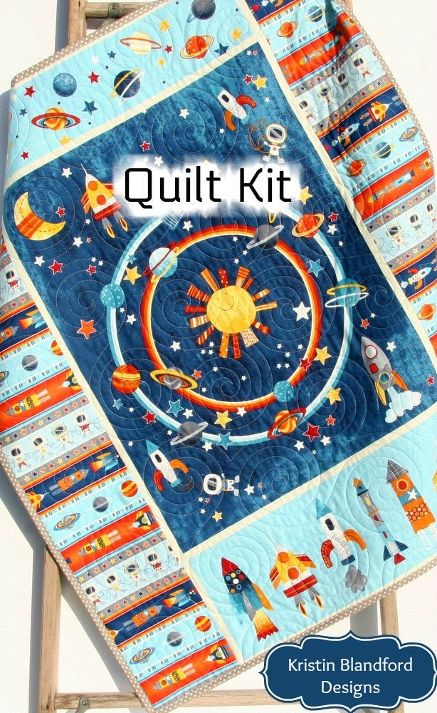 Space Quilt Kit Baby Blanket Panel Quick Easy Boy Baby Etsy