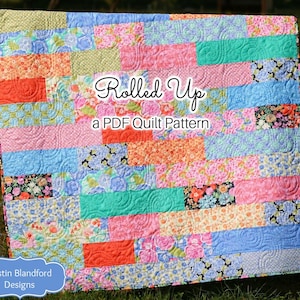 Patron de courtepointe Fat Quarter PDF - Patron de courtepointe facile à rayures - Jeté moderne pour débutants