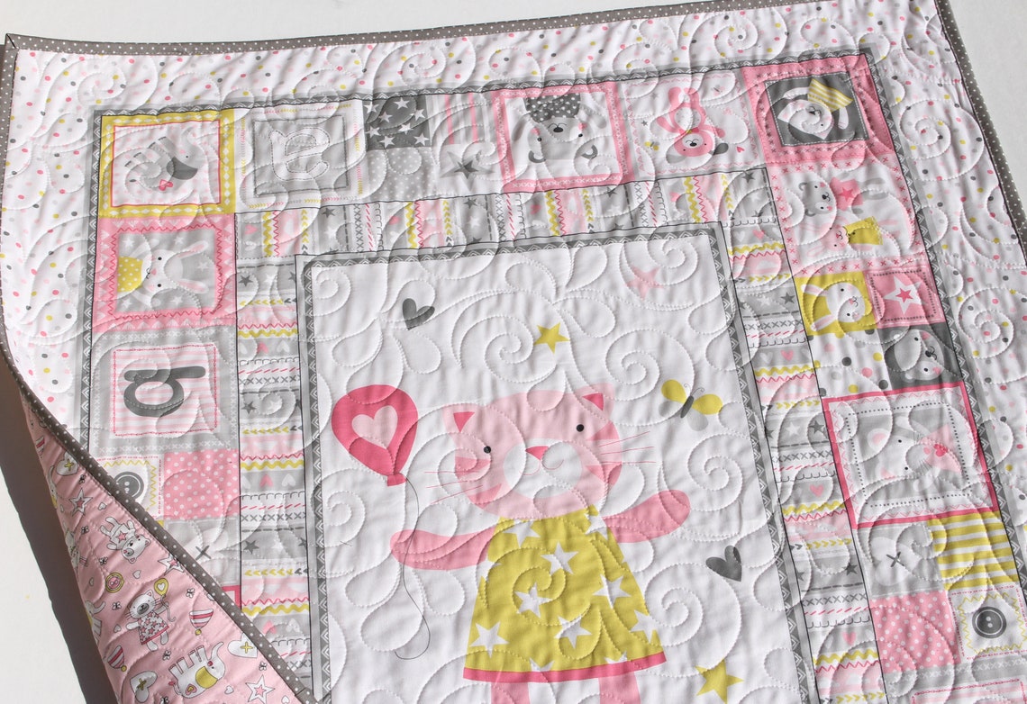 Cuddly Cat Quilt Kit Panel Blanket Baby Sewing Project Nursery Etsy