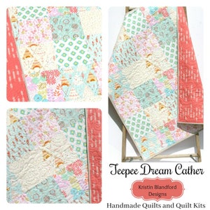 Girls twin quilt kit woodland theme pastel forest animal quilt easy sewing project discontinued design