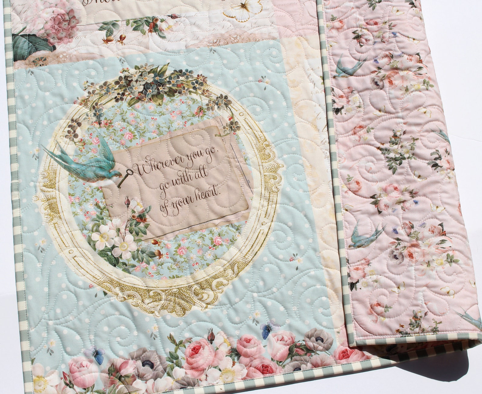 Shabby Chic Quilt Kit Baby Girl Panel Simple Easy Beginner Etsy