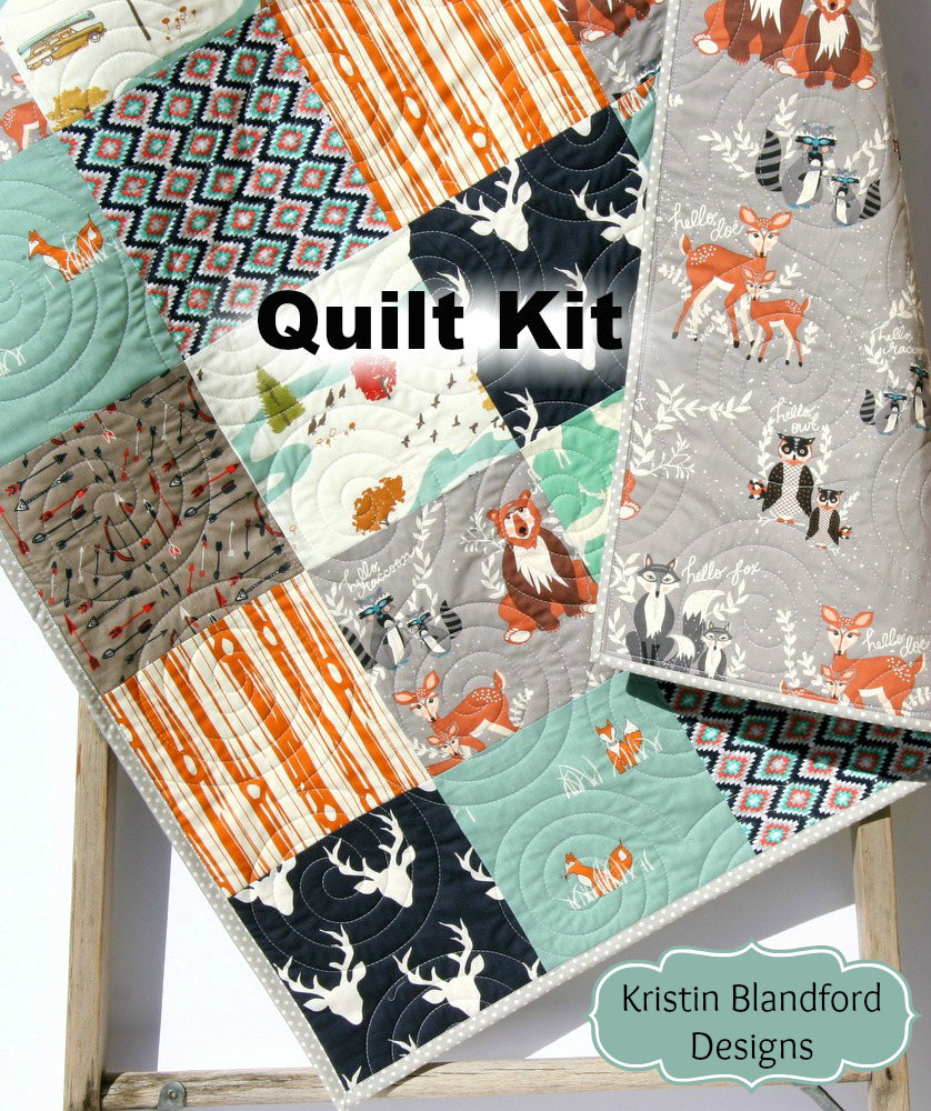 Boy Quilt Kit, Woodland Quilt Kit Toddler Quilt Kit Baby Boy Quilt Kit Buck  Forest Night Fox Bedding Gray Orange Navy Quilt Arrows Aztec 