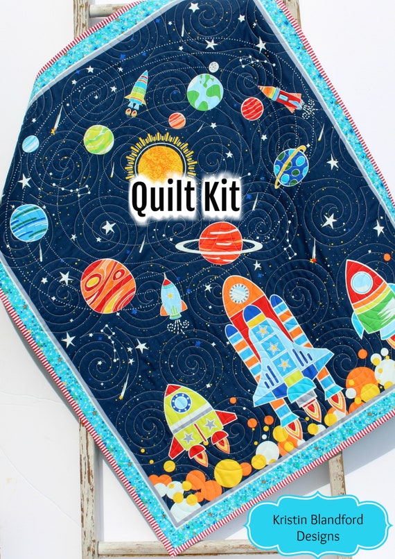 Space Quilt Kit Sewing Baby Blanket Project Spaceships Etsy