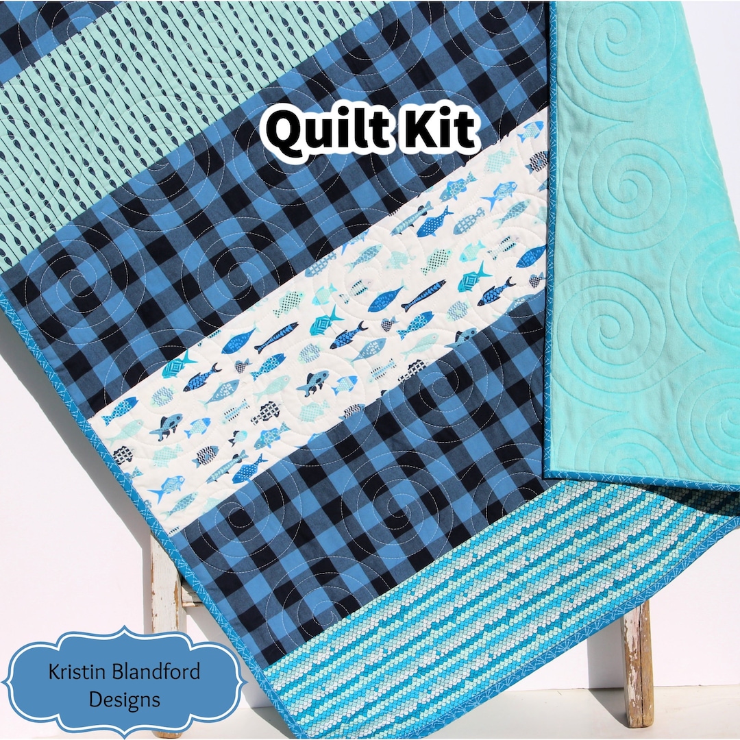 Fishing Quilt Kit Plaid Stripe Rustic Woodland Bedding Crib Blanket