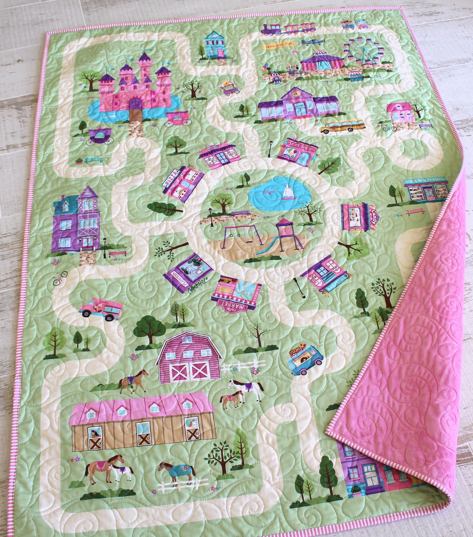 Dreamland Girls Playmat Quilt Kit Panel Baby Blanket Project Etsy