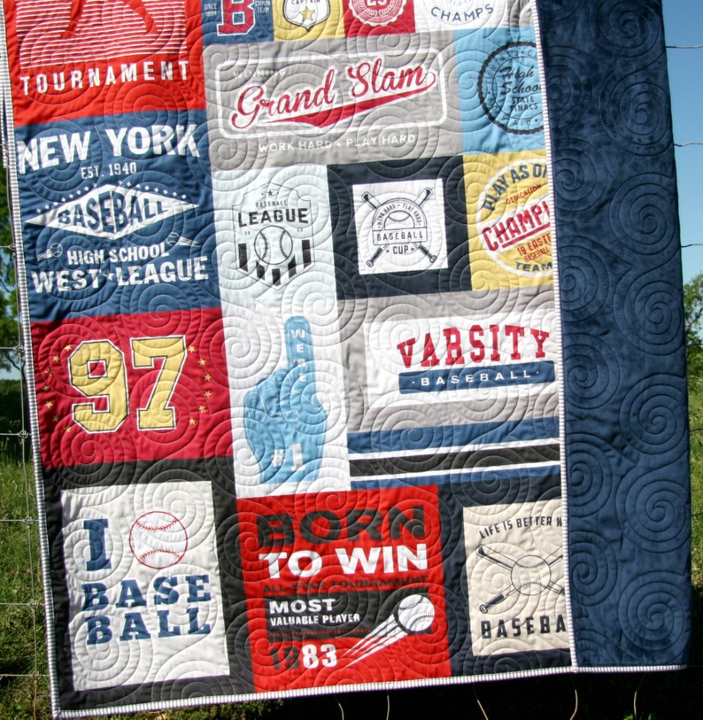 Baseball Quilt Kit Varsity Sports Throw Blanket Sewing Etsy