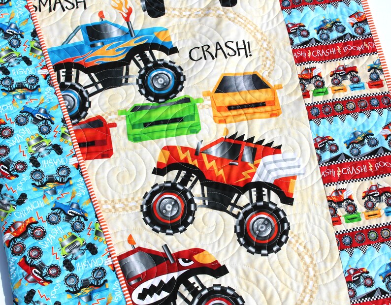 Monster Truck Quilt Kit Baby Boy Panel Quick Easy Fun Etsy