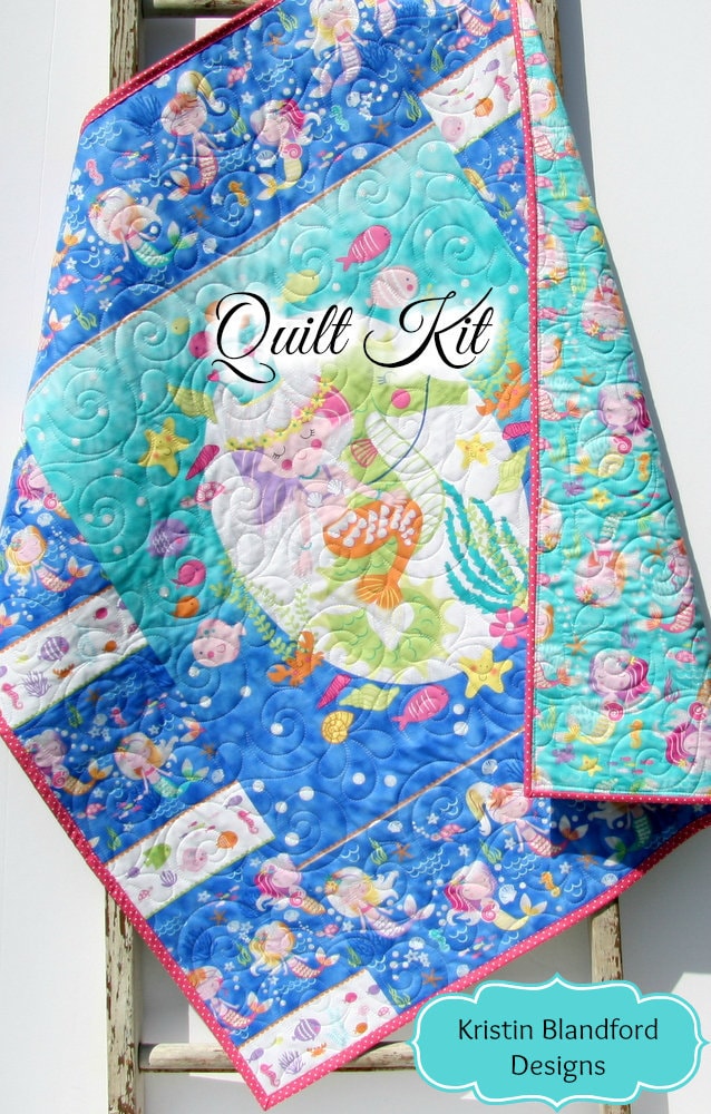 Cotton Fabric Quilting Kit with Mermaid Wishes Panel; Kit Previously