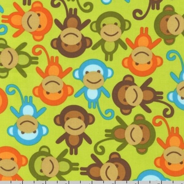 END Of BOLT ~~1yd 18in~~ SaLE Monkey AAK-11505-237 Bermuda Blue Green Brown Monkeys Robert Kaufman Ann Kelle Remix Boy Fabric Urban Zoologie