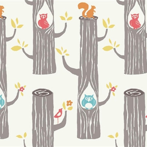 Woodland Friends, Tree Stripes Cream, Circa52, Birch Organic Fabrics, Circa 52 Woodland Animals, Trees