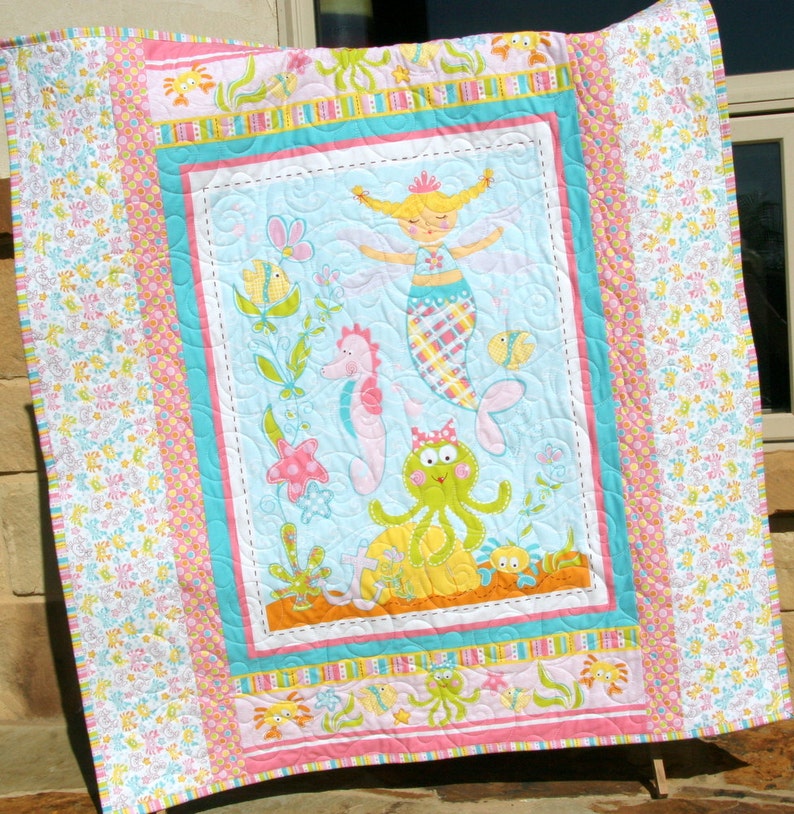 Magical Mermaids Quilt Kit Girl Marcus Fabrics Panel Quick Etsy