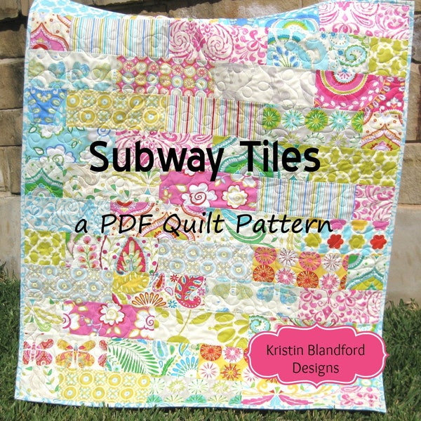 Baby Quilt Pattern Subway Tiles Fat Eighths Simple Fast Throw Brick Layer Look Beginner Intermediate Kristin Blandford Designs Quilt Pattern