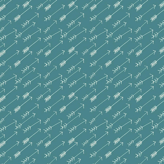 Adventure Springs Hello Bear Collection by Art Gallery Fabrics By Bonnie Christine Quilting Sewing Cotton Woodland Forest Arrows on Teal