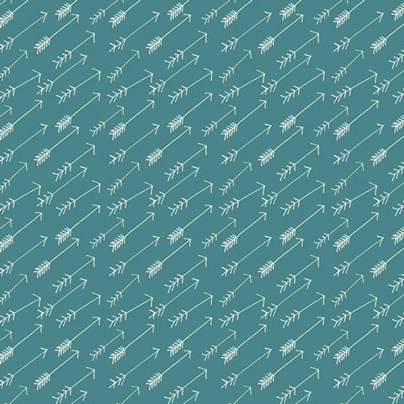 May include: A seamless pattern of white arrows pointing to the right on a teal background.