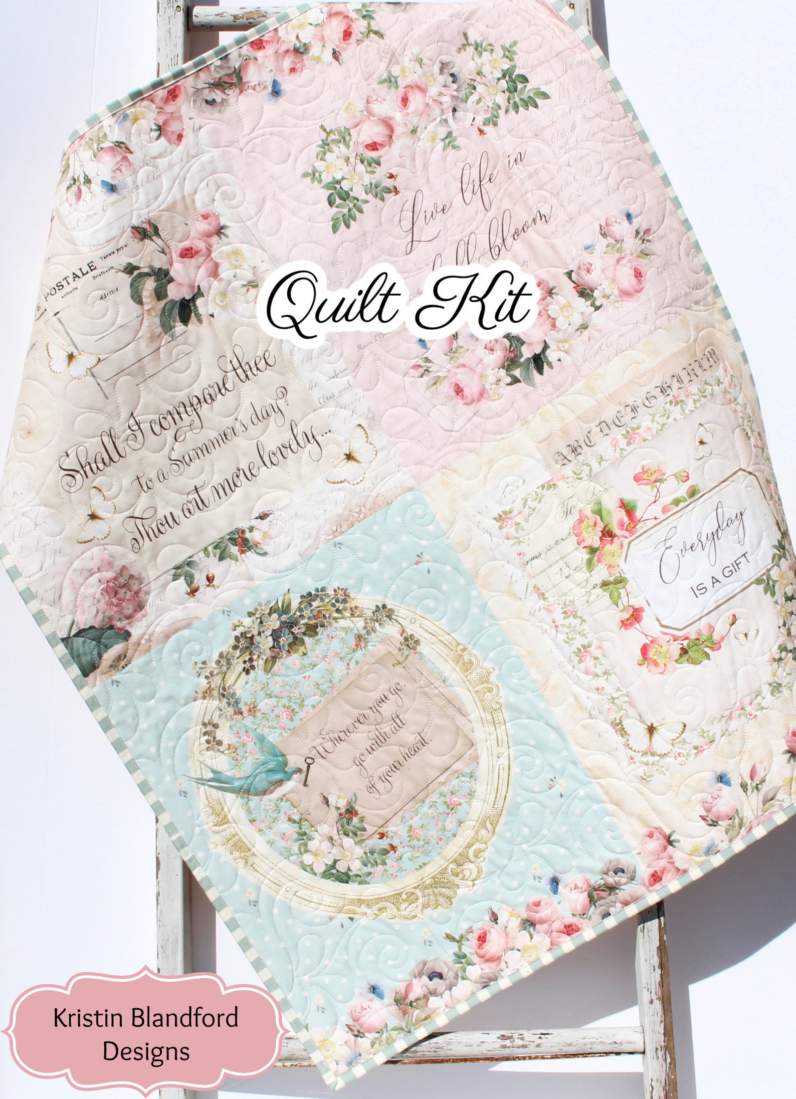 Shabby Chic Quilt Kit Baby Girl Panel Simple Easy Beginner Etsy