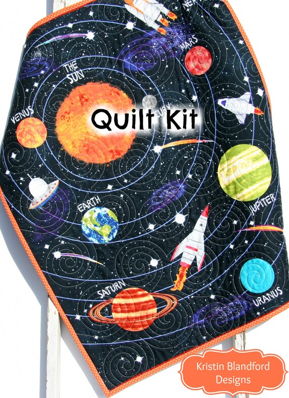 Space Quilt Kit Baby Blanket Project Spaceships Rockets Etsy